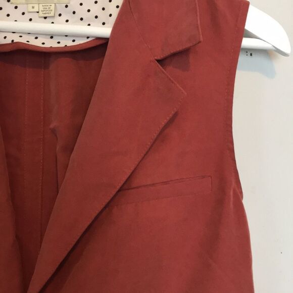 Anthropologie Elevenses Sleevless Trench Coral Open Front Layering Size M - Picture 9 of 14